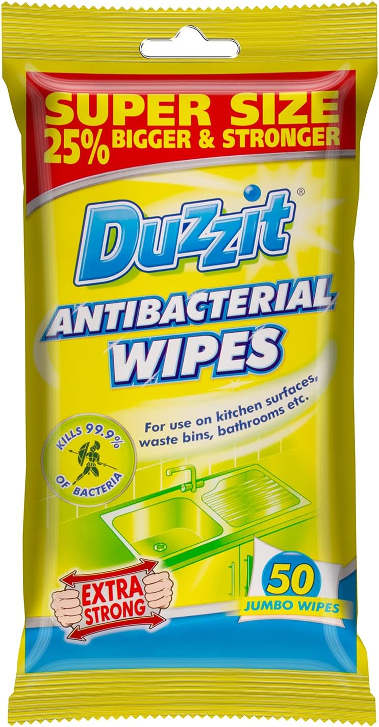 Duzzit Antibacterial Wipes 50 Pack Kills Bacteria Viruses Multi Surface Cleaning