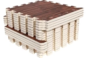 Smabee 16pcs Interlocking Printed Wood Grain EVA Foam Mats Protective Floor Tiles Exercise Play Mat for Kids Room Parlor Bedroom Home 11.8" x 11.8" (Wood Grain Brown)