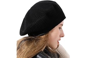 Ailaile Cashmere Berets Hats Women Winter Warm Merino Wool Knitted Oversized Beige Beanie
