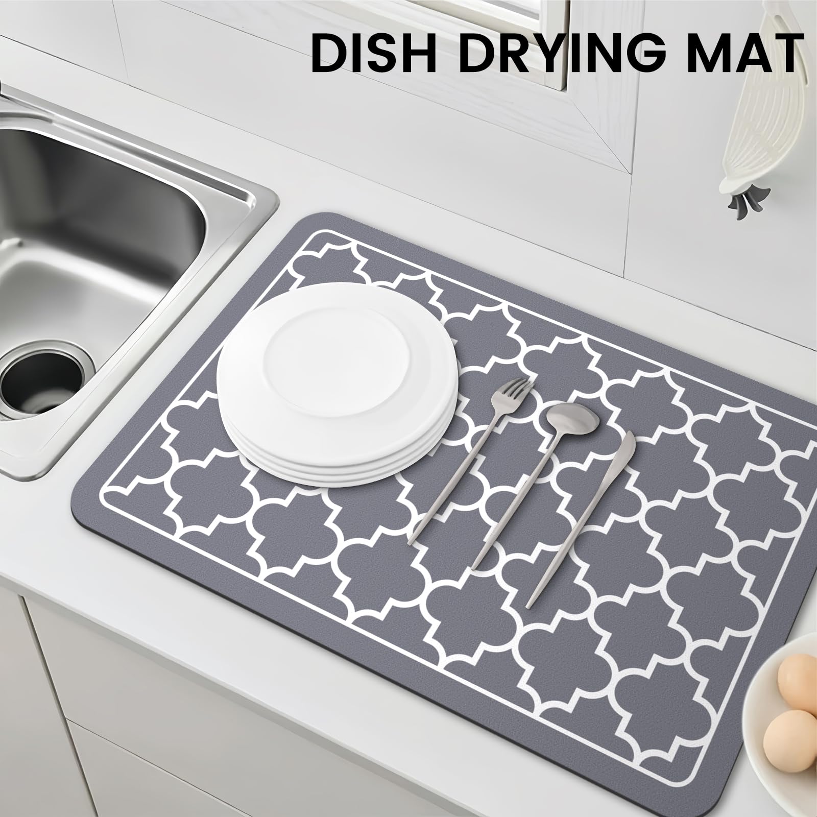 WISELIFE Dish Drying Mat Super Absorbent Drying Mat Large Dish Drying Mats for Kitchen Counter Easy Clean Dish Mat Kitchen Drying Mat16