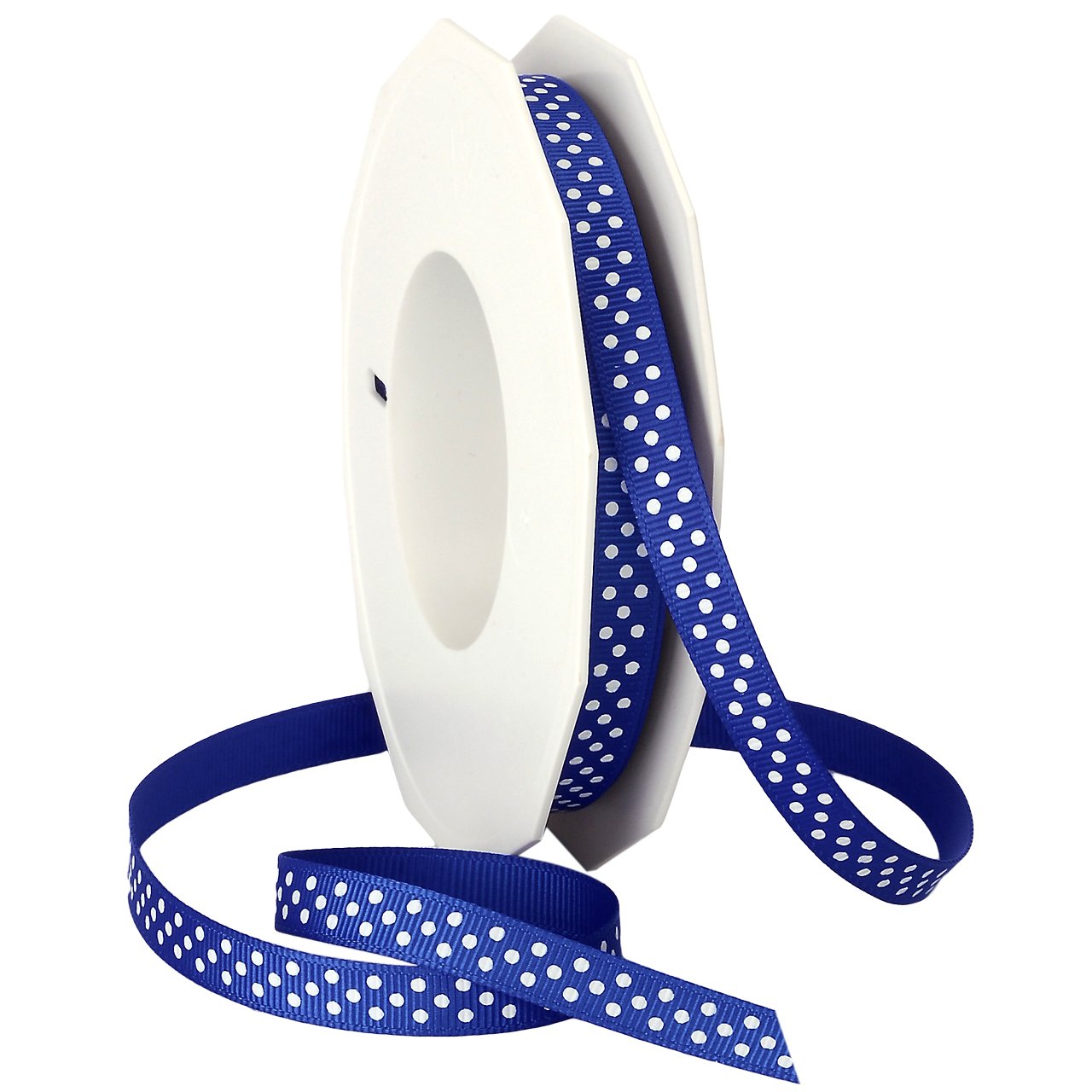Morex Ribbon Swiss Dot Polyester Grosgrain Ribbon, 3/8-Inch by 20-Yard Spool, Royal