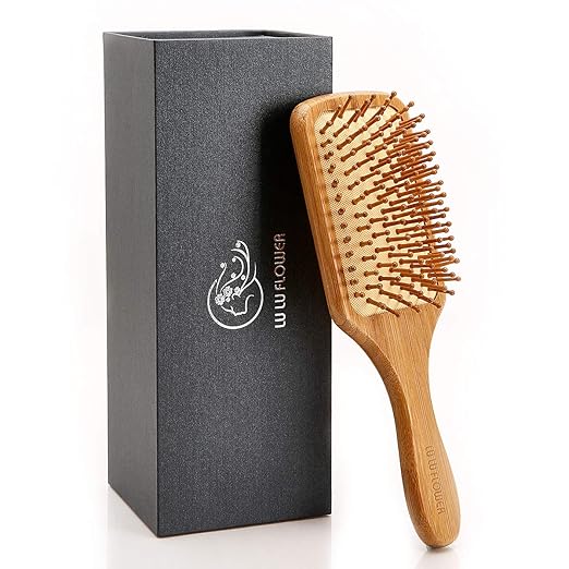 Bamboo Hair Brush with Bamboo Bristles, Hairbrush for All Hair Types