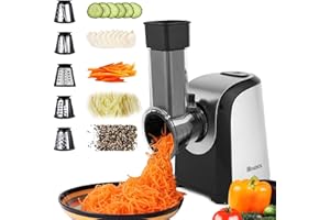 HOMDOX Electric Cheese Grater, Professional Electric Slicer Shredder, 150W Cheese Grater/Chopper Salad Maker, Shredder for Home Kitchen Use with One-Touch Control | 5 Free Attachments