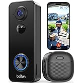 BOIFUN Video Doorbell Camera Wireless, 180&deg; Wide View, 2K, No Subscription | AI Human Detection, Head-to-Toe, HDR Night Vision, Two-Way Audio, Battery Powered with Chime, 2.4 GHz Wi-Fi Only