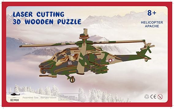 wooden apache helicopter model