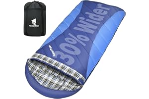 GEERTOP Flannel Sleeping Bags for Adults Big and Tall Warm & Cold Weather Lightweight Camping Sleeping Bag with Pillowcase fo