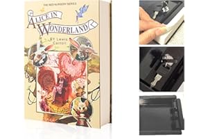 MISSLANONLY Real Pages Book Safe with Key Lock - Hollow Secret Compartment for Cash, Jewelry, Passports | Anti-Theft Hidden Storage Box Disguised as Home&Office Book |Travel Safe (Alice in Wonderland-Key)