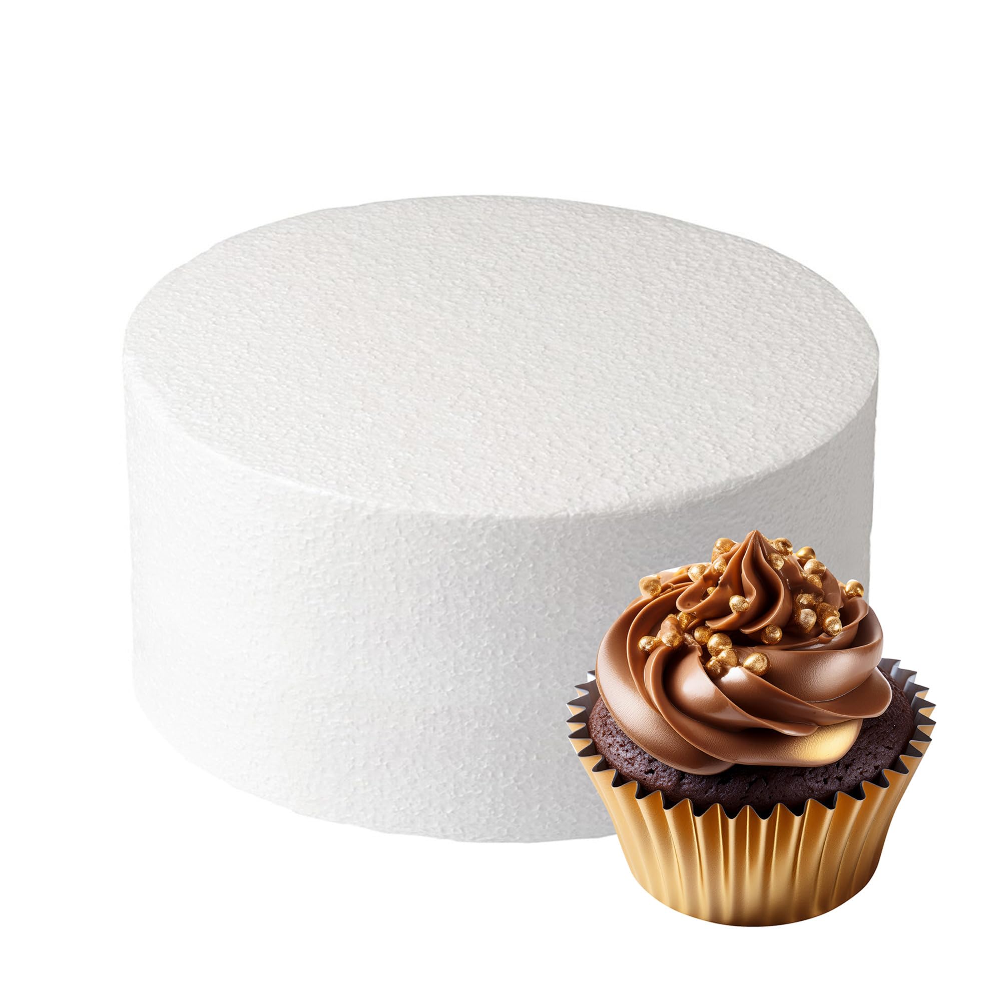 Culpitt 6" x 3" Round Cake Dummy, Straight Edge Cake Form, Practice Cake Decorating or Use for Creating Long-Lasting Displays, Smooth Polystyrene