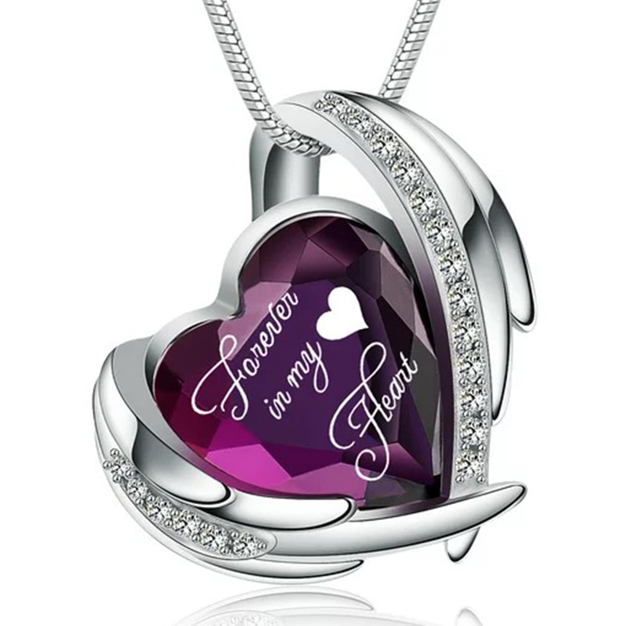 VCCWYQK Cremation Jewelry Crystal Heart Necklace for Ashes, Urn Necklace Keepsake for Urn for Memorial Jewelry (Purple)