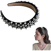 KMYZQDV Spike Headband Punk Studded Goth Headbands Spiked Gothic Hair Band Accessories for Women, Rock Spiky Headpiece with Grommet Details Stylish Hair Band for Cosplay Party and Fashion