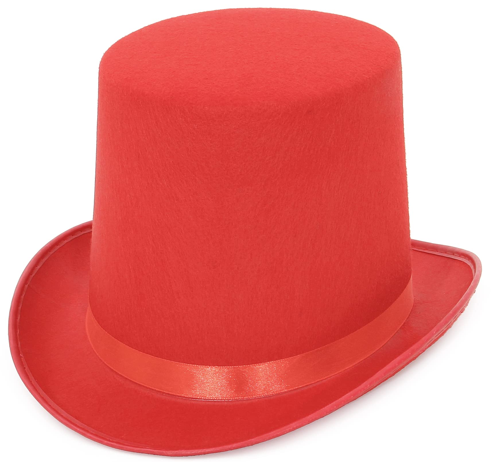 EOZY Men's Women's High Hat Adult Hat with Satin Ribbon Top Hat Party Hat for Wizard Carnival Fancy Dress - Red - One size