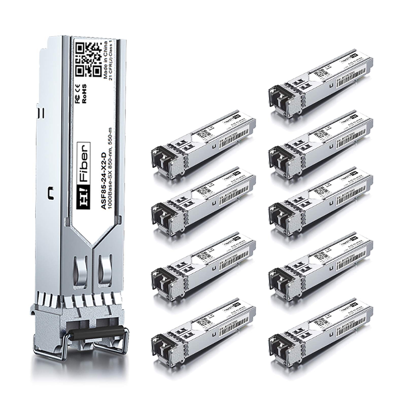 10 pack,1000BASE-SX SFP Transceiver,SFP to LC,1.25G Multimode module Compatible with Cisco GLC-SX-MM/GLC-SX-MMD, MA-SFP-1GB-SX, Ubiquiti UniFi UF-MM-1G,Mikrotik S-85DLC05D,Netgear AGM731F...