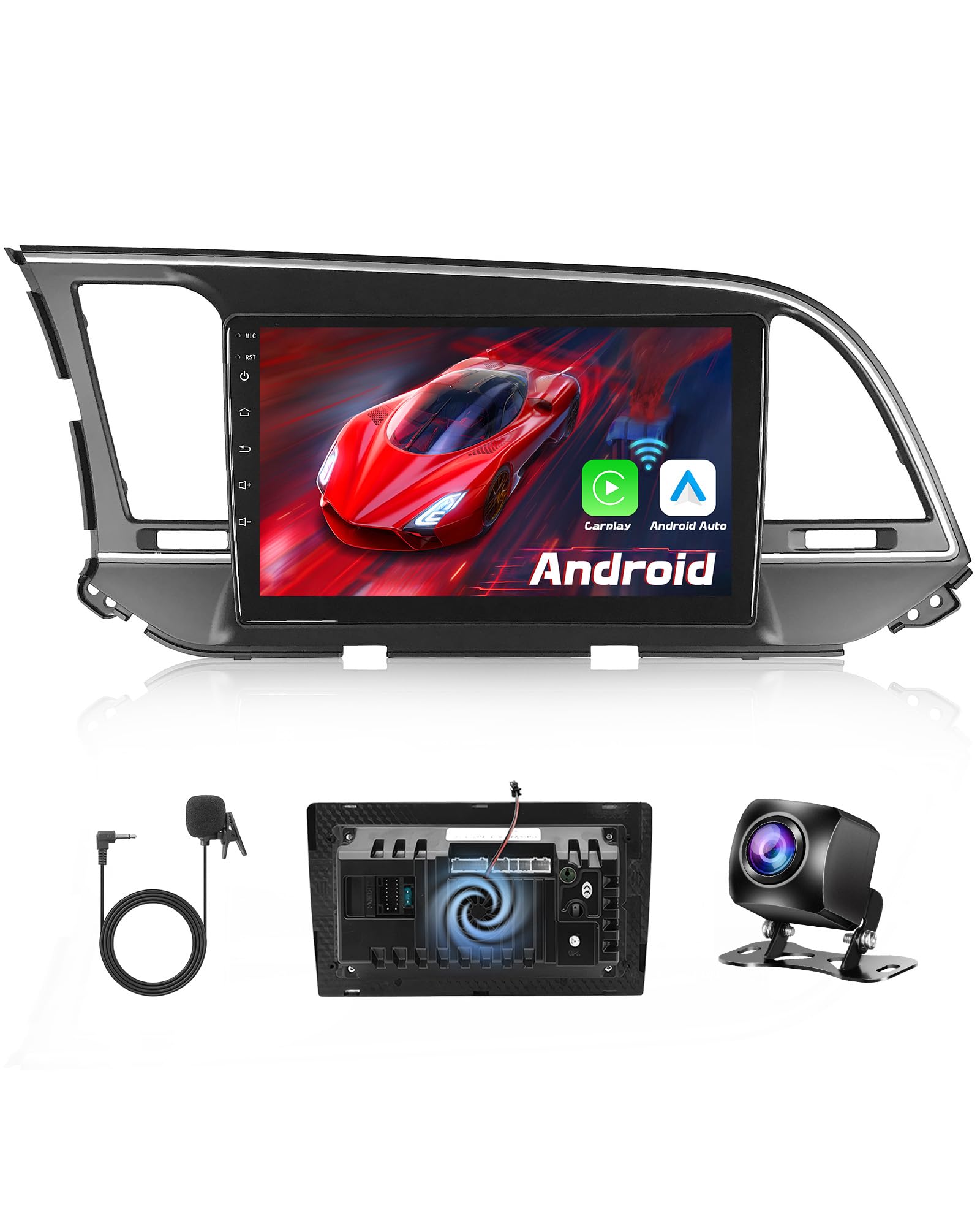 Photo 1 of ?Heat Dissipation? 2+64G Android 13 Double Din Car Radio Stereo for Hyundai Elantra 2016 2017 2018 with 9" Touchscreen Radio Built-in Wireless Carplay/Android Auto/GPS/Bluetooth/FM/AUX-in/SWC/Camera