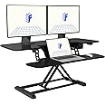 FLEXISPOT Electric Standing Desk Converter 42" Height Adjustable Desk 55 LBS Weight Capacity Motorized Stand up Desk Riser with Quick Release Keyboard Tray for Office Home