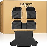 LASFIT Floor Mats & Cargo Mat for Toyota Prius 2010-2011, All Weather TPE Custom Fit Easy Clean Durable No-Curling Floor Liners for Prius 2010 2011 Car Mats & Trunk Mat