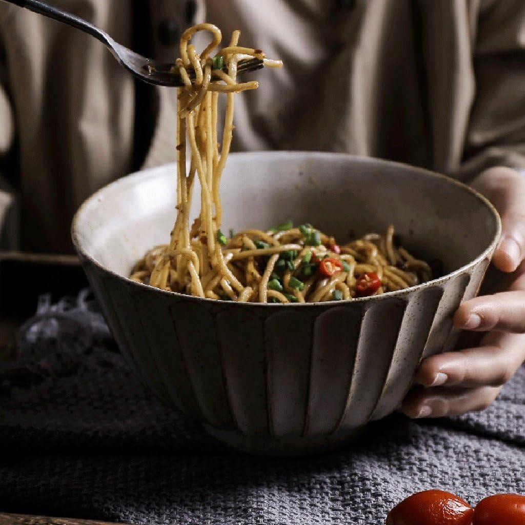 Creative Noodle Soup Bowls - Household Ceramics 5/7/8 Inch Big Bowl Chinese Style Retro Tableware Fruit Salad Bowl (Size : 5 inches)
