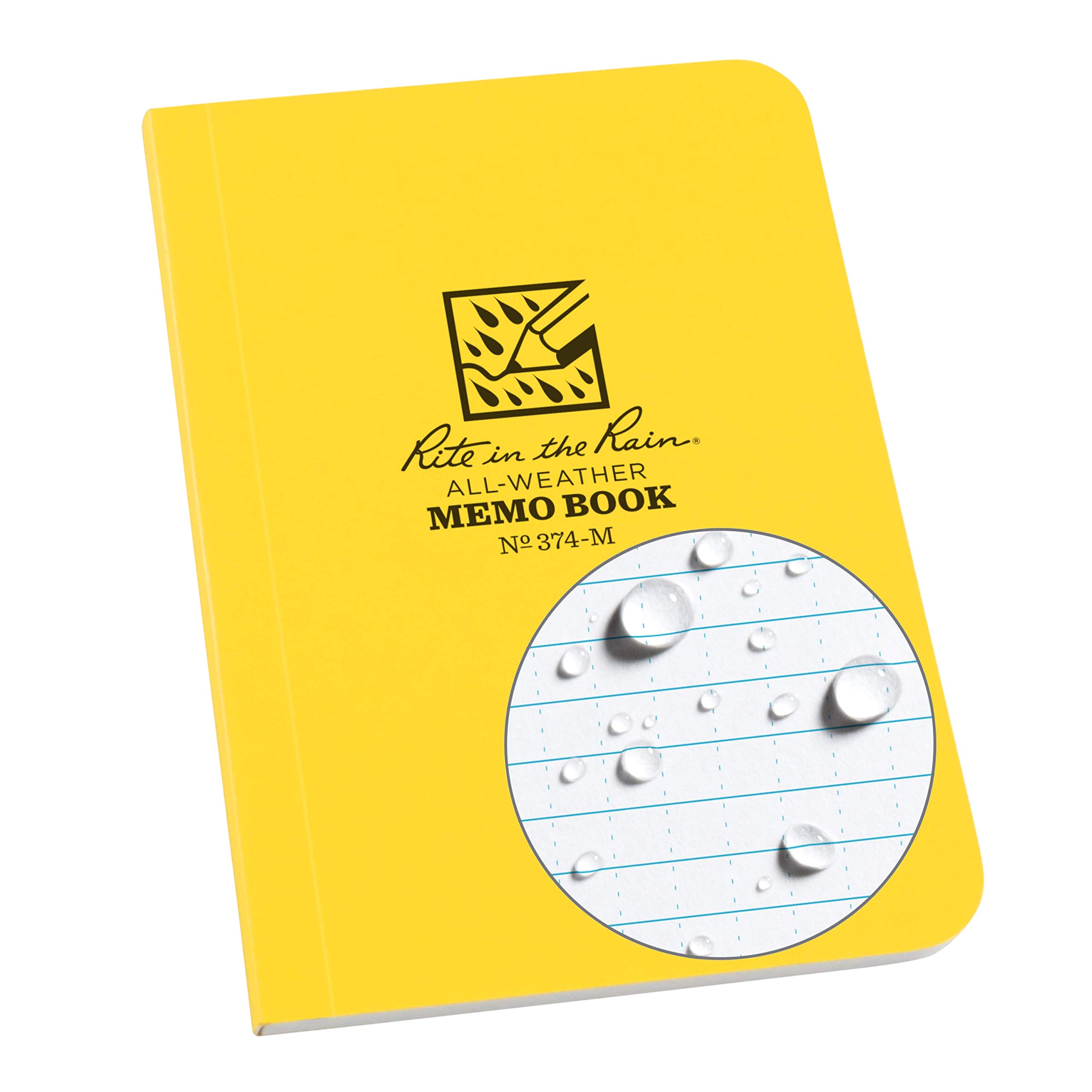 Rite in the Rain 3.5" x 5" Weatherproof Soft Cover Notebook Yellow Cover Universal Pattern (No.374-M)
