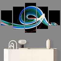 SIGNWIN 5 Panel Canvas Wall Art Modern Art Abstract Closeup Geometric Lights Mixed Media Modern Multicolor for Home Decorations Ready to Hang - 60