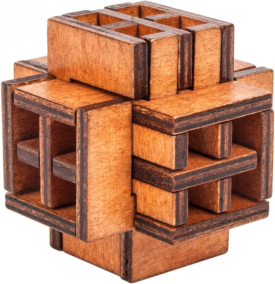 wooden iq puzzle cube