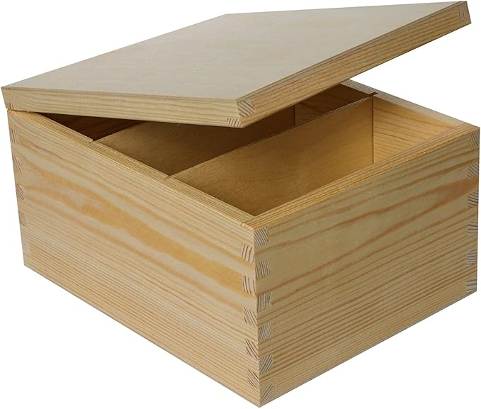 Creative Deco Wooden Storage Box 3 Compartments 18.5 x 24 x 13.5 cm