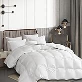 Martha Stewart Goose Down Fiber Cotton Comforter Queen Size, Duvet Insert Queen, Ultra-Soft 1cm Breathable Panel Hotel Collection Hypoallergenic Comforter 42oz All Season Medium Warmth 90x90