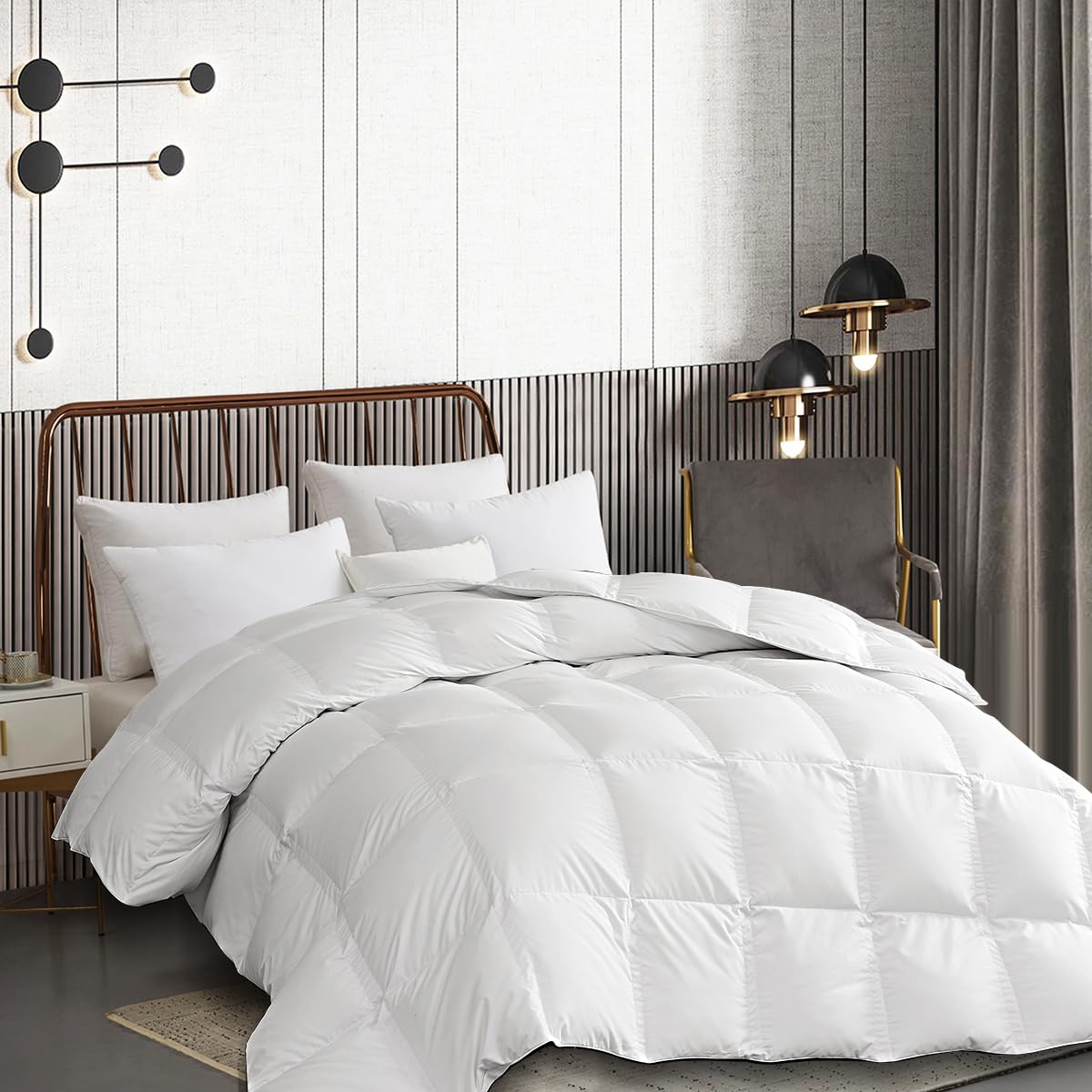 Photo 1 of Martha Stewart King Size Goose Down Fiber Comforter, 100% Cotton Duvet Insert King, 1cm Breathable Panel Hotel Luxury Hypoallergenic Comforter 50oz All Season Medium Warmth 106x90