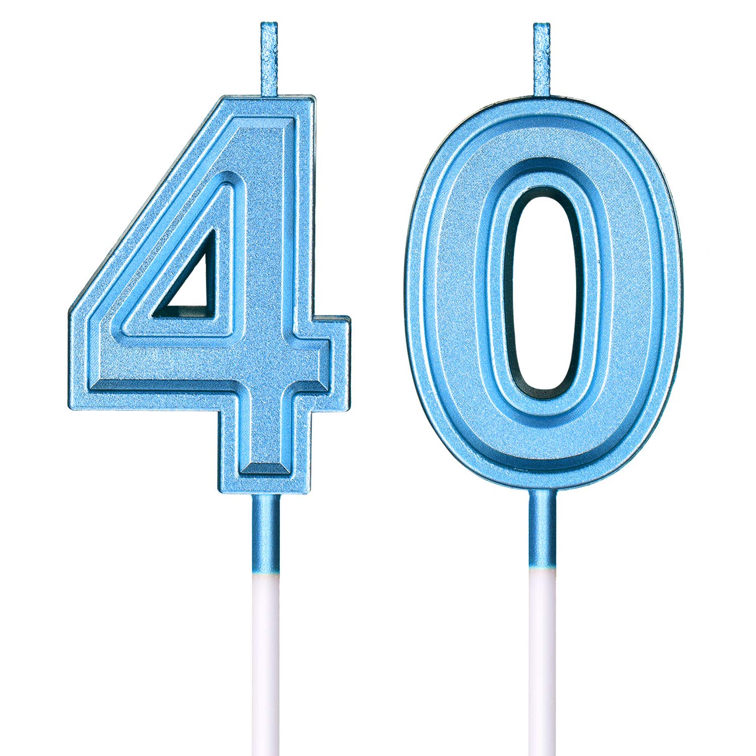 Photo 1 of 40th Birthday Candles, Number 40 Candles, Happy Birthday Cake Topper Numeral Candles Decoration for Men Women Birthday Party Wedding Decoration Anniversary Celebration Supplies Theme Party (Blue)
