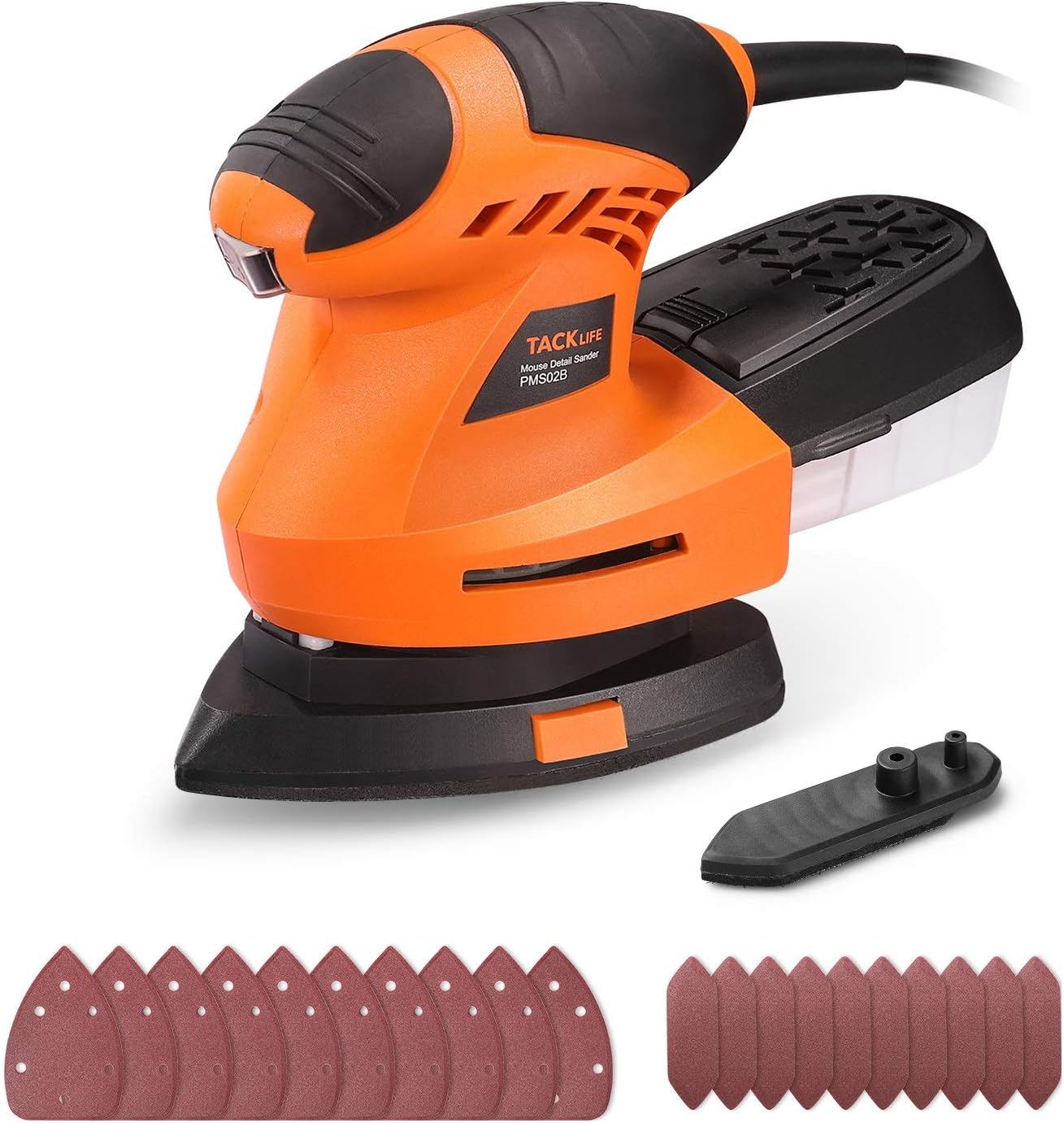 TACKLIFE Detail Sander 1.67A, Advanced 360° Rotatable Sanding Pad, Electric Sander with Sturdy Dust Collection Container, 200W 12000RPM Mouse Detail Sander, 3 Meter Cord, DIY | PMS02B - - 