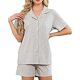 HEARTNICE Short Sleeve Pajamas Set for Women, Button Down Lounge Pjs Shorts with Pockets Sleepwear Summer 2 Piece Soft