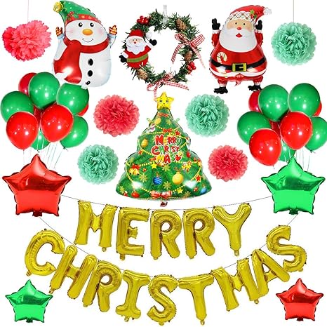 Immagini Di Natale Da Salvare.Decorazione Per Festa Di Natale Forniture Yansion 48pcs Decorazione Natalizia Con Albero Di Natale Babbo Natale Pupazzo Di Neve Merry Christmas Letter Star Foil Palloncini Amazon It Casa E Cucina