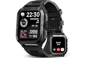 AMAZTIM Smart Watch, 60 Days Extra-Long Battery, 50M Waterproof, Rugged Military Bluetooth Call(Answer/Dial Calls),1.85" Ultr