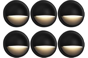 GKOLED 6-Pack Low Voltage LED Deck Lights, Landscape Stair Railing Light Fixture, 2W 3000K Integrated LED Chips, Die-cast Aluminum 12V AC/DC Accent Lighting with Black Powder Coated Finish, UL-Listed