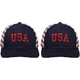 Bioworld 4th of July American Flag USA Blue Trucker Hat