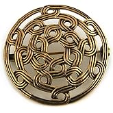 LynnAround Bronze Viking Shield Brooches,Clothes Fasteners - Cloak, Shawl, Scarf Pin, Celtic Norse Vintage Jewelry