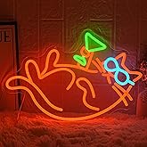 LMSIGNLY Cat Martini Neon Sign for Wall Decor Bar Neon Light Red Cat with Glasses Drink Beer LED Sign Dimmiable LED Neon Light Sign for Bar Kidsroom Business Bedroom Game Room
