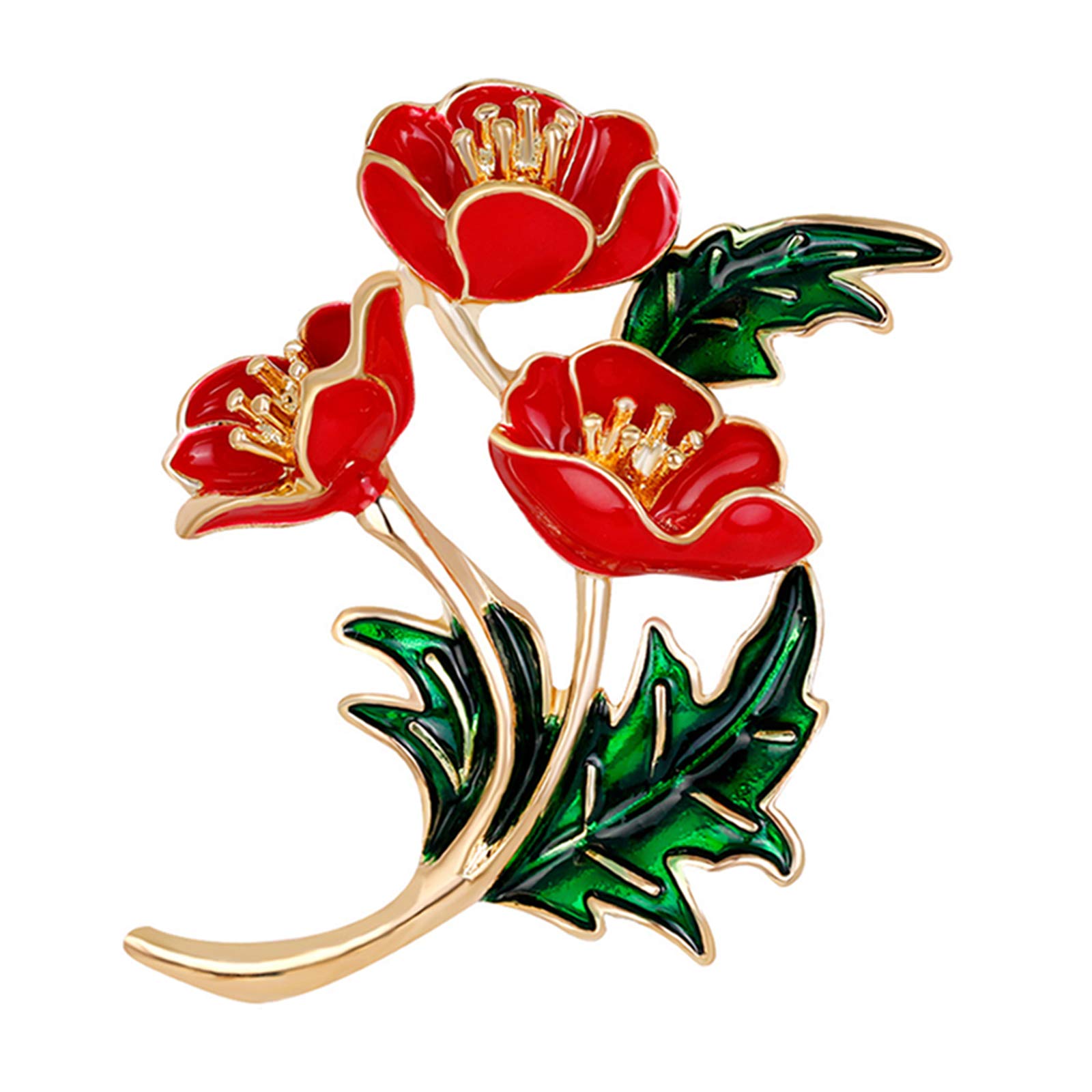 QMVMV Elegant Enamel Red Poppy Brooches For Women Remembrance Day Badge Pins Memorial Veterans