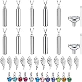 patscorai 10 Pieces Urn Necklace for Ashes, 10 Pieces Urn Necklace, Stainless Steel Cremation Jewelry for Women Men, Cylinder Memorial Necklaces Keepsake Pendant with Funnel(Silver)