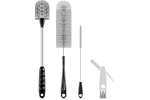 TOOUT 4 Pack Bottle Brush Cleaning Set, Including Long Handle Water Bottle Brush and 3 in 1 Cup Lid Cleaning Brush, Straw Cle
