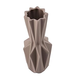Home Decor Studio Geometrico Grigio Vaso Alto 40 cm – Splendido Moderno Vaso in Ceramica, Adatta per Soggiorno, Cucina, casa, Ufficio, Tavolo Ornamento, Matrimonio, Center Piece o Come Regalo