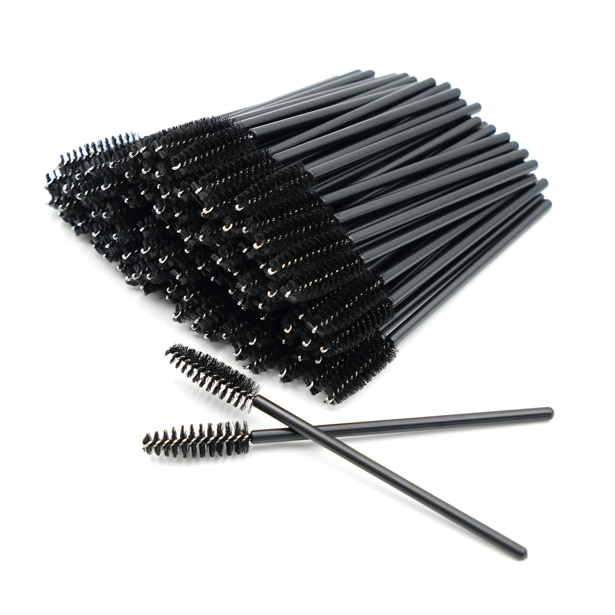 AIBAOBAO 100 PCS Black Eyelash Brushes & Spoolies, Eyebrow & Eyelash Extension Tools, Castor Oil Mascara Wands, Makeup Brushes