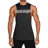 Ouber Men's Graphic Drop Arm Tank Top Slim Fit Sleeveless Gym T-Shirt for Bodybuilding