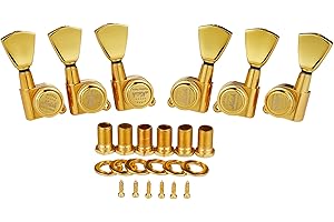 KAISH 3x3 Locking Tuners 18:1 Guitar Tuning Keys Locking Tuning Machines with Keystone Buttons for LP/Les Paul/SG/ES or Acoustic Guitars Gold