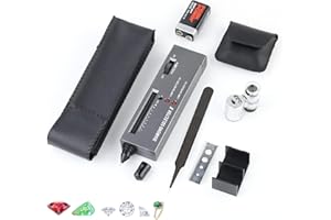 HPX Diamond Gem Tester Pen - High Accuracy Diamond Tester Kit Portable Electronic Diamond Gem Tester with 60X Magnifying Glasses and Battery Jewelry Diamond Detector for Expert Novice