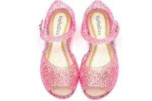 HaHaGuu Princess Jelly Flats Shoes Girls Birthday Party Heels Snow Queen Cosplay Costumes Dress Up Sandals for Toddler Little Girls Big Kids
