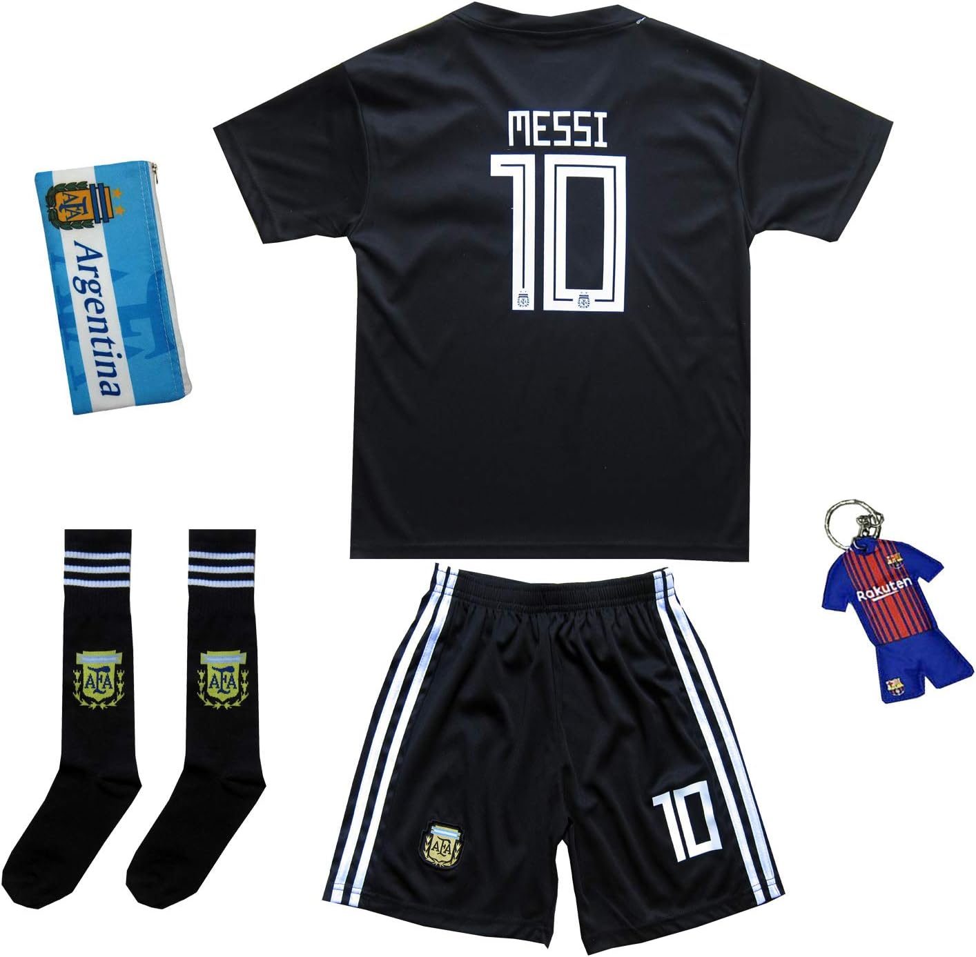 Argentina World Cup 2018#10 MESSI Home Football Kit with 3 Pieces Gift Set