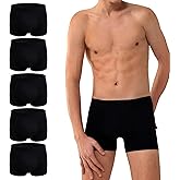 BATTEWA Incontinence for Men Washable, Leak Proof Underwear Briefs,Wide Band Boxer Brief Front Absorbency Area for Bladder Leak 50ml(5 Pack,Medium,Black)