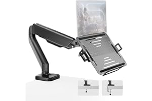 monTEK Laptop Arm Mount for Desk, 2-in-1 Monitor & Laptop Stand with Adjustable laptop Tray, Fits Max 18" Notebook and 32" Sc