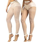 CharnmRose 2 Pairs Women's Footless Fishnet Tights High Waist Fishnets for Women Fishnet Stockings