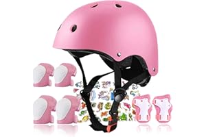FOOKCIAN Kids Helmet,Toddler Skateboard Helmets for Ages 2-3-5-8-14 Years Boys Girls with Knee and Elbow Pads Wrist Guards fit Roller Skates,Skateboarding,Skating Scooter Adjustable Kids Helmet