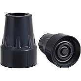 Walking Cane Tips 3/4 Inch Heavy Duty Black Cane Rubber Tips Replacement, 2Pack